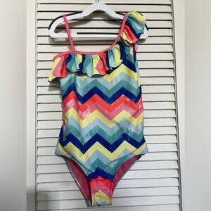 Ruffle Geo One-Shoulder Swimsuit (Size 10/12) – KensieGirl